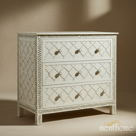 Elegant Bone Inlay Three-Drawer Chest | Luxury Handmade Chest of Drawer