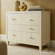 Elegant Chevron Pattern White Wood Dresser with Gold Handles | Luxury Handmade Dresser