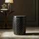 Black and White Geometric Ceramic Accent Stool | Luxury Handmade Stool