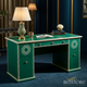 Vintage Green Wooden Desk with Sunburst Inlay | Luxury Handmade Desk