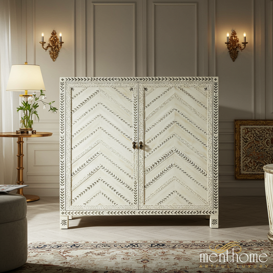Decorative Handcrafted Bone Inlay Cabinet | Luxury Handmade Cabinet