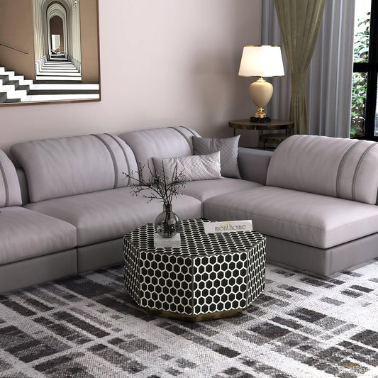 Hexagon Coffee Table Bone Inlay - HoneyComb | Luxury Handmade Coffee Table