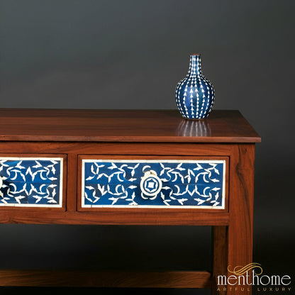 Sophisticated Pattern Design Bone Inlay Wooden Desk | Bone Inlay Desk | Handcrafted for a Luxurious Touch in Your Office | Luxury Handmade Desk