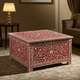 Handcrafted Red Bone Inlay Coffee Table | Luxury Handmade Coffee Table
