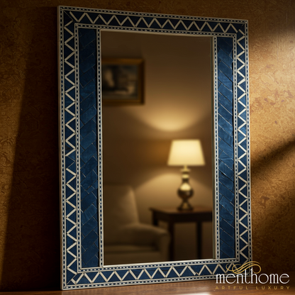 Handcrafted Blue Mosaic Decorative Wall Mirror | Luxury Handmade Mirror