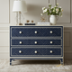 Navy Blue Chevron Pattern 3-Drawer Chest | Luxury Handmade Chest of Drawer