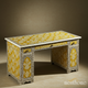 Handcrafted Bone Inlay Yellow Floral Writing Desk | Luxury Handmade Desk