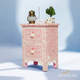Dark Pink Bone Inlay Handmade Bedside Table with Two Drawers (Copy) | Luxury Handmade Bedside Table