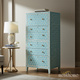 Blue Hexagonal Pattern Wooden Chest of Drawers | Luxury Handmade Tallboy