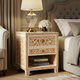 Handcrafted Floral Inlay Bedside Table | Luxury Handmade Bedside Table