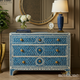 Blue Patterned Wooden Chest of Drawers | Luxury Handmade Dresser