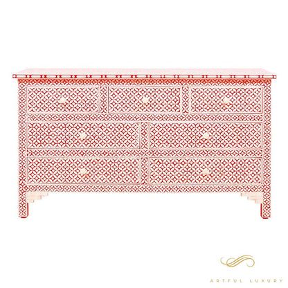 Bone Inlay Grey 7 Drawers  dressers | Luxury Handmade Dresser
