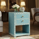 Blue Patterned Two-Drawer Nightstand | Luxury Handmade Bedside Table