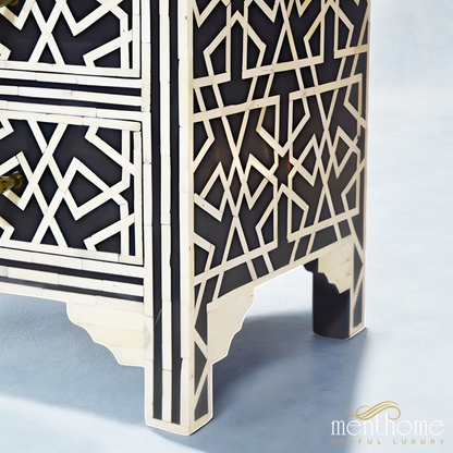 Black 4 drawer dresser Zikzak Bone Inlay | Luxury Handmade Dresser