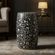 Black and White Floral Patterned Ceramic Garden Stool | Luxury Handmade Stool