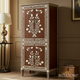 Elegant Handcrafted Wooden Storage Cabinet with Floral Inlay | Luxury Handmade Tallboy