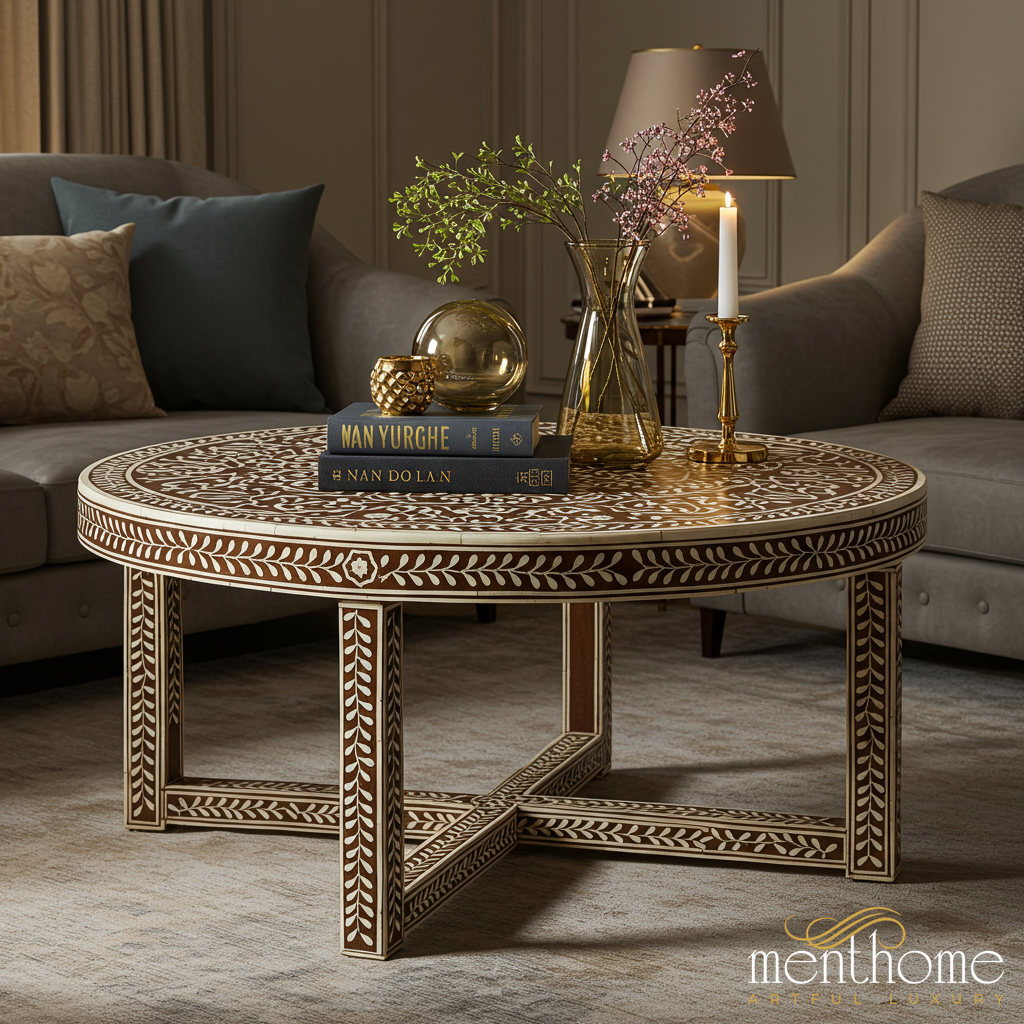 Handcrafted Inlaid Wooden Coffee Table | Luxury Handmade Coffee Table