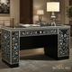 Elegant Black Desk with Intricate Floral Inlay | Luxury Handmade Desk