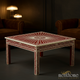 Artisanal Red and White Inlaid Wooden Coffee Table | Luxury Handmade Coffee Table