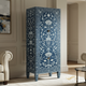 Handcrafted Blue Floral Inlay Wooden Cabinet | Luxury Handmade Tallboy