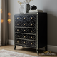 Black Decorative Chest of Drawers with White Inlay | Luxury Handmade Tallboy