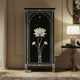 Black Hand-Painted Floral Wooden Cabinet | Luxury Handmade Tallboy