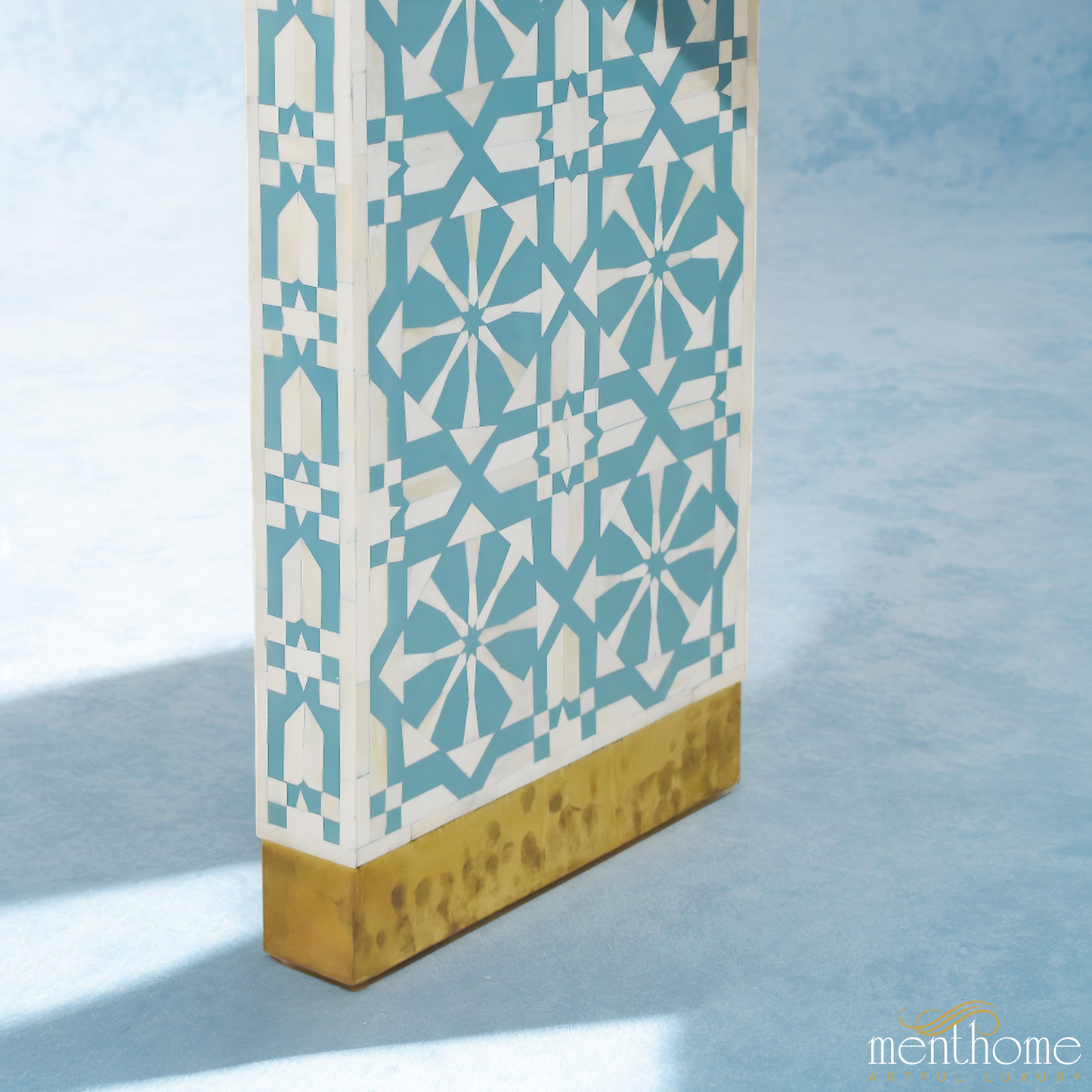 Turquoise Entryway Table Console Bone Inlay | Luxury Handmade Console