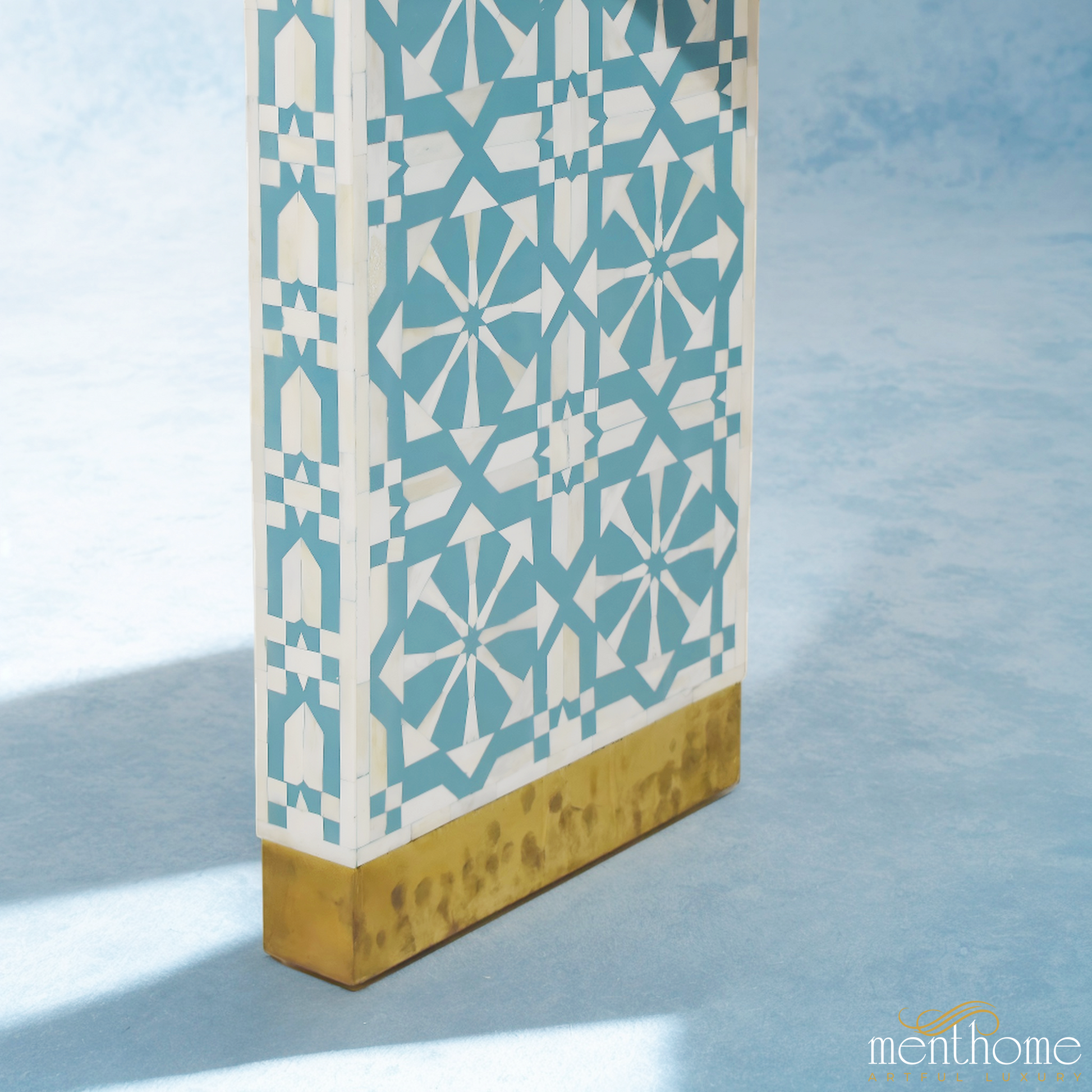 Turquoise Entryway Table Console Bone Inlay | Luxury Handmade Console