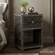 Black and White Bone Inlay Nightstand | Luxury Handmade Bedside Table