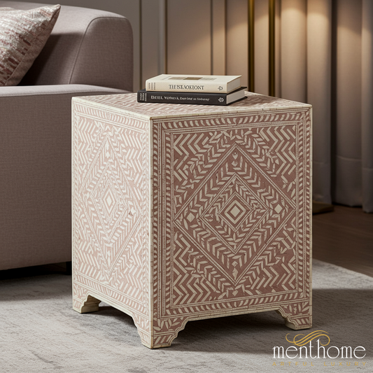Geometric Wooden Side Table | Luxury Handmade Side Table