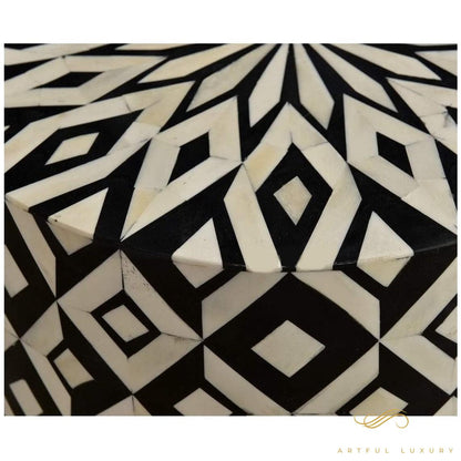 Modern Floral Pattern Stool for Home Furniture Handmade Wooden Inlay Stool | Luxury Handmade Stool