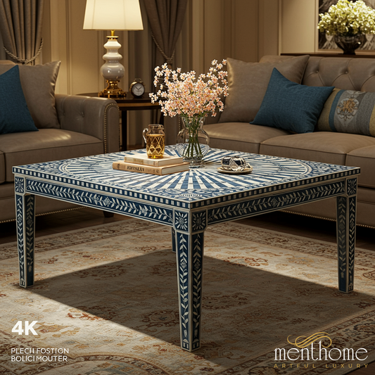 Handcrafted Inlay Wooden Coffee Table | Luxury Handmade Coffee Table