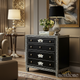 Elegant Black Wooden Chest of Drawers with Floral Inlay | Luxury Handmade Dresser