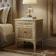 Ornate Floral Inlaid Wood Bedside Table | Luxury Handmade Bedside Table