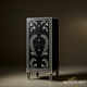 Black Wooden Cabinet with White Floral Inlays | Luxury Handmade Tallboy