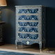 Handcrafted Blue Floral Pattern Chest of Drawers | Luxury Handmade Tallboy