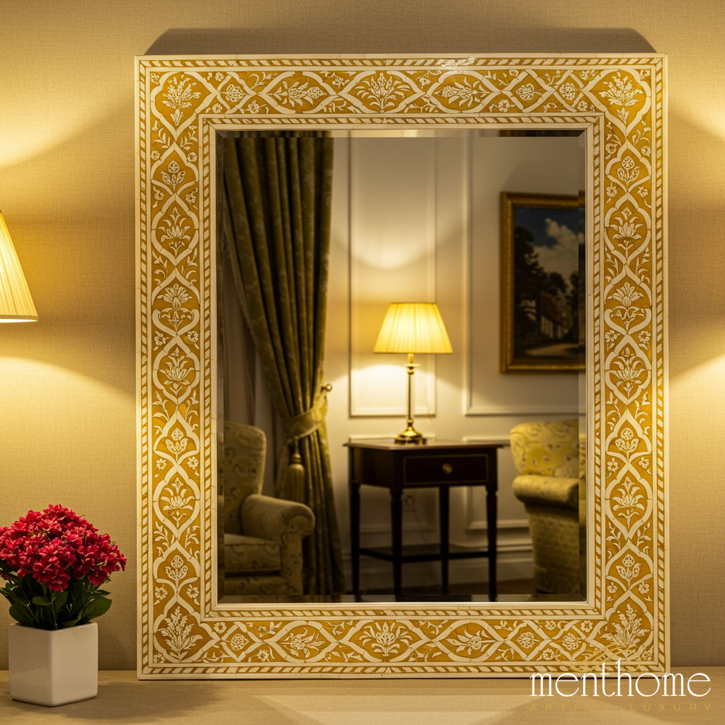 Elegant Ornate Wall Mirror with Carved Floral Frame | Luxury Handmade Mirror