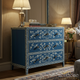 Hand-Painted Blue Floral Wooden Chest of Drawers | Luxury Handmade Dresser