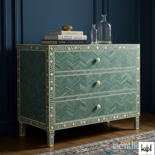 Handcrafted Inlay Three-Drawer Chest | Luxury Handmade Chest of Drawer