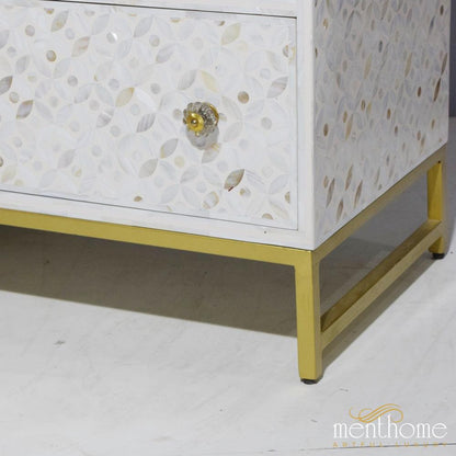 Six-Drawer Dresser Mother of Pearl Eye Cut Design | Luxury Handmade Dresser