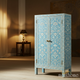 Handcrafted Blue Floral Inlay Wooden Cabinet | Luxury Handmade Cabinet
