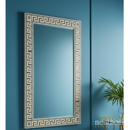 Greek Key Framed Mirror | Luxury Handmade Mirror
