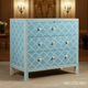 Blue and White Patterned Accent Chest | Luxury Handmade Chest of Drawer