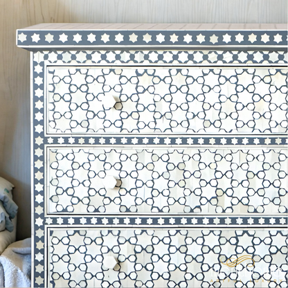 Star pattern Dressers Bone Inlay | Antique Design | Luxury Handmade Dresser