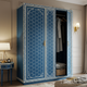 Elegant Blue Patterned Wardrobe with Three Doors | Luxury Handmade Wardrobe