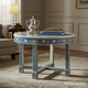 Elegant Blue and White Floral Inlay Round Coffee Table | Luxury Handmade Coffee Table