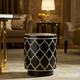Black and Gold Patterned Accent Stool | Luxury Handmade Stool