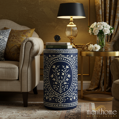 Elegant Floral Ceramic Side Table | Luxury Handmade Side Table