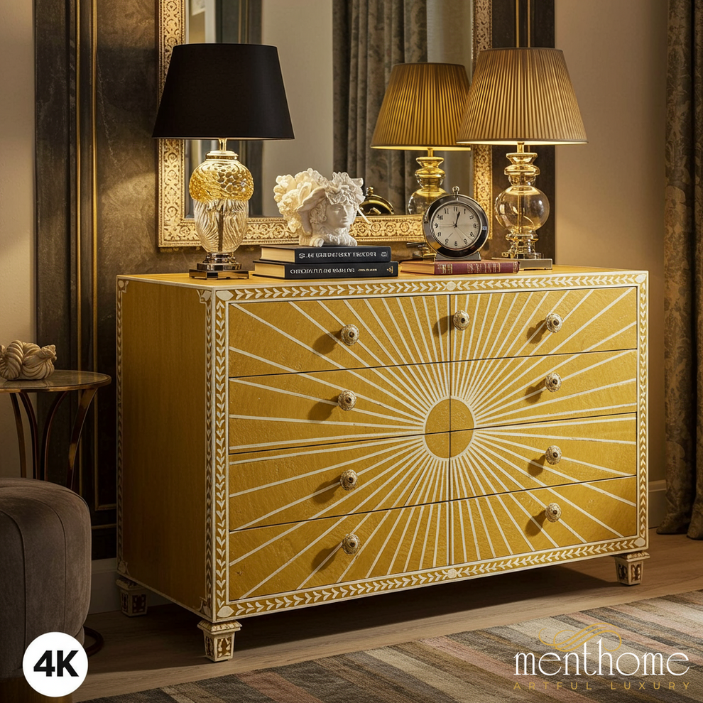 Vintage Yellow Sunburst Dresser Chest – yellow dresser Vintage Yellow Sunburst Dresser Chest – yellow dresser