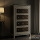 Elegant Dark Wood Chest of Drawers with Intricate Inlay Design | Luxury Handmade Tallboy